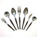 Mid Century Stainless Steel and Tapered Molded Handle 7 Pc Hostess Set / Made in Japan