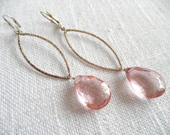 Mystic pink quartz earrings - silver earrings - pink earrings - L A U R E N 281