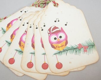 Tags Christmas Owl on Christmas Tree Gift Tag Christmas Gift Tag - T204