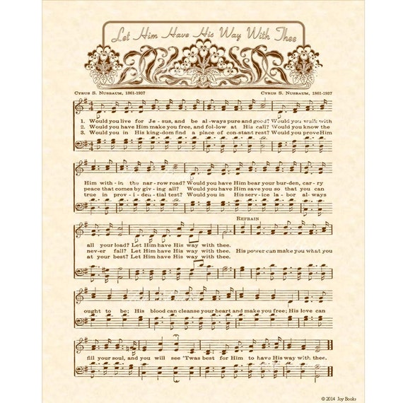 His Way With Thee 8x10 Antique Hymn Art Print by VintageVerses