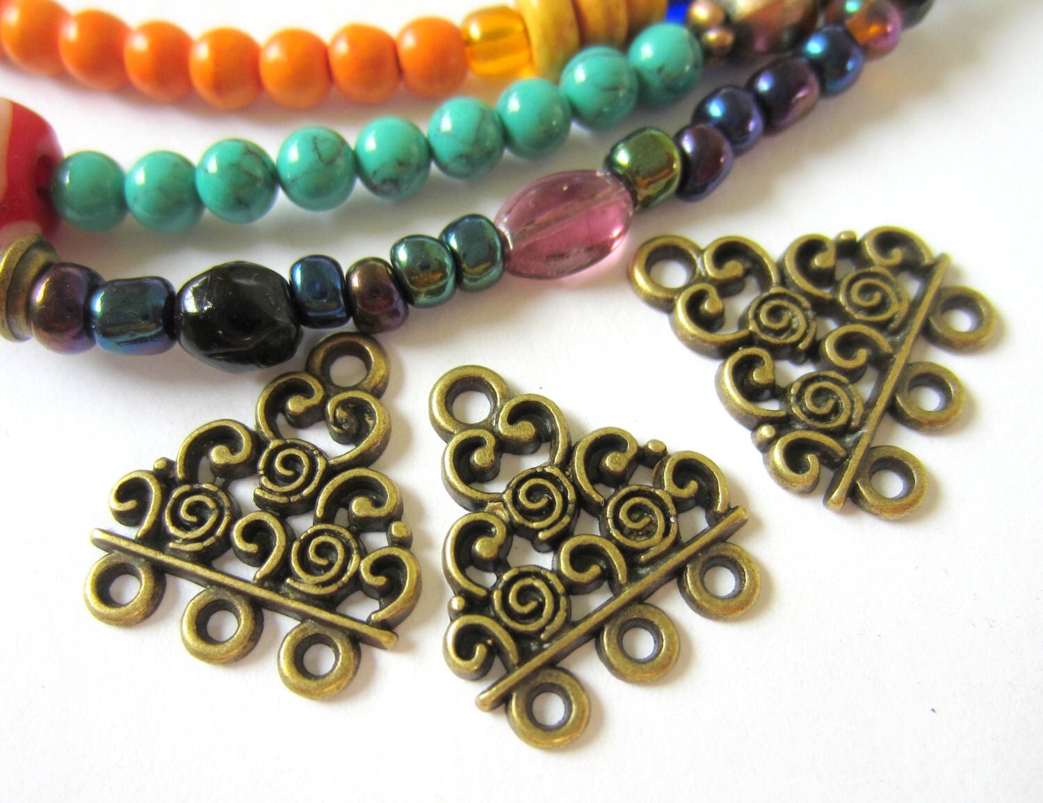 10 Jewelry connectors Antique bronze jewelry findings earring