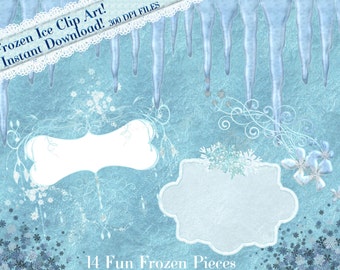 Frozen Clipart, Frozen Ice Graphics, Ice cycle Clipart, Frozen Frames, Winter Clipart