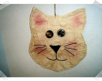 CAT Ornament/ Muslin Fabric /Handmade/ RESERVED for Cathy Smith**