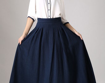 Circle Skirt,Full Skirt,Maxi Skirts,Long Skirt,High Waisted skirt, pleated skirt,,skirt pockets,womens skirts, Custom skirt, Plus size 855