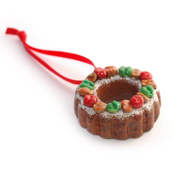 FRUIT CAKE Polymer Clay Christmas Tree Ornament with Bakery