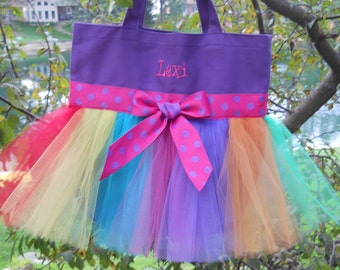 Items similar to Tute Tote Bag with apple green tulle on Etsy