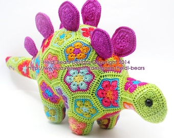 Puff the Magic Stegosaurus African Flower Crochet Pattern