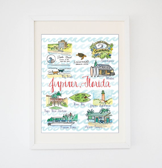 Original Jupiter Florida Art Watercolor Florida Souvenir