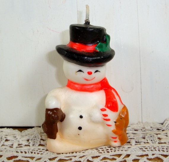 Vintage Small Snowman Candle Decorative Christmas Candle