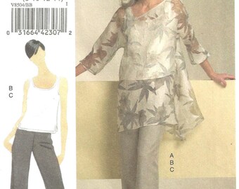 vogue v8504 Tunic kimono sleeve slash neck off center sz 8-14 uncut FF 2008