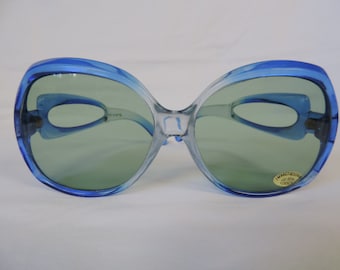 vintage blue sunglasses 70s boho oversized sunglasses retro eyewear hippie glasses new old stock
