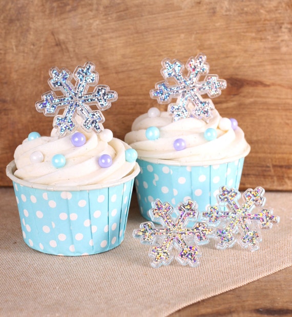 Glitter Snowflake Cupcake Rings Frozen Winter Party Cupcake