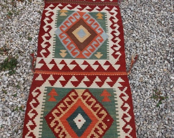 SALE: 5 ft 1 x 2 ft Bright Chobi Hand woven Uzbek Rug/Kilim or Cushions.152 cm x 56 cm.