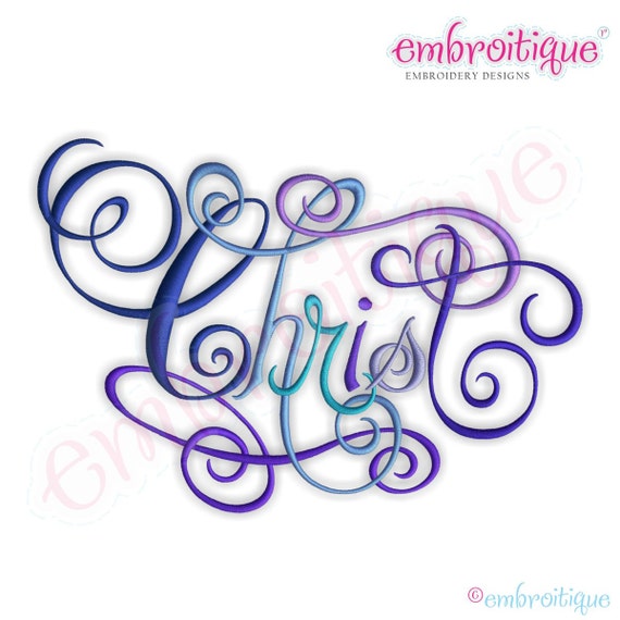 Christ Calligraphy Script Embroidery Design Large Instant