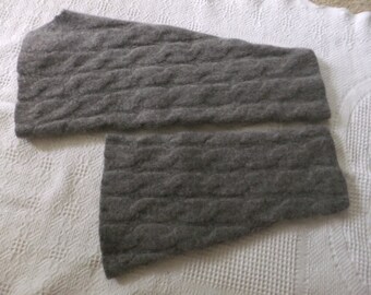 Felted Cashmere Sweater Arms Gray Cable Recycled Wool Remnants Material Fabric Sewing Crafts Upcycle