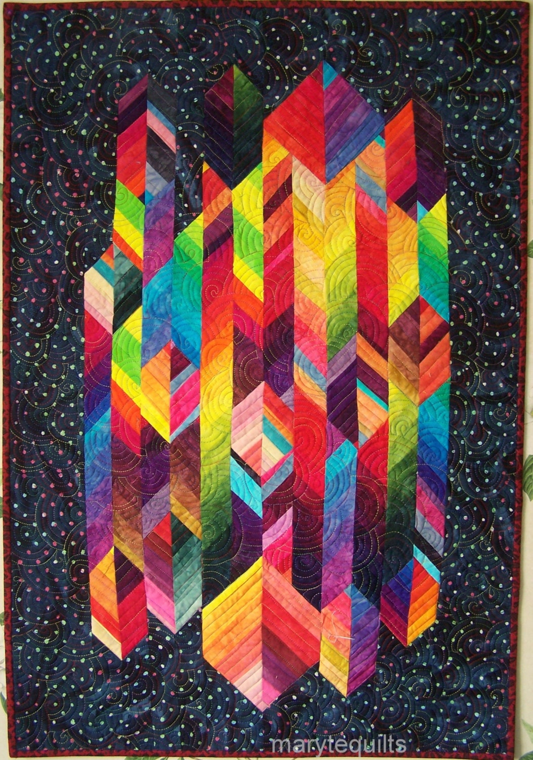 Art quilt wall hanging fiber art Broken Glass