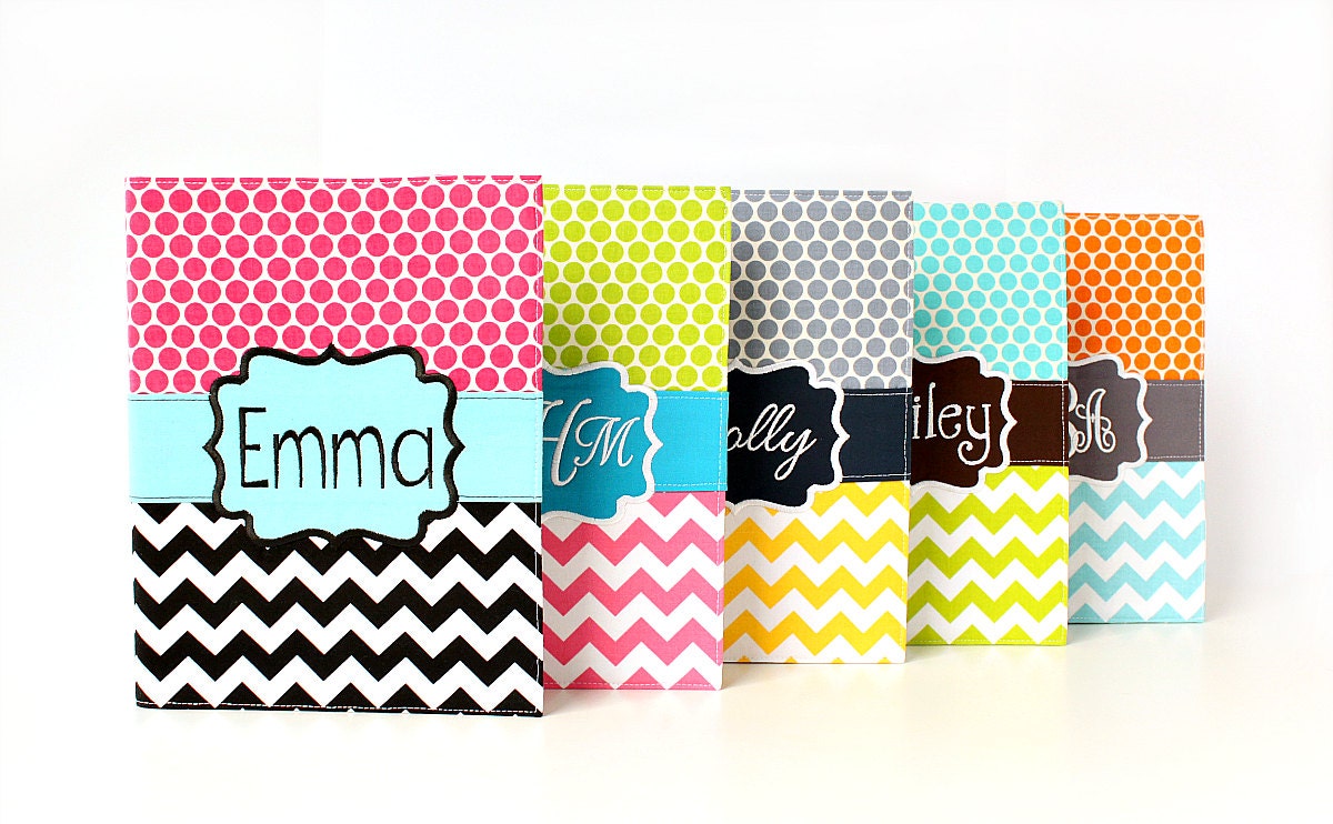 Personalized or Monogrammed Notebook Covers Chevron and