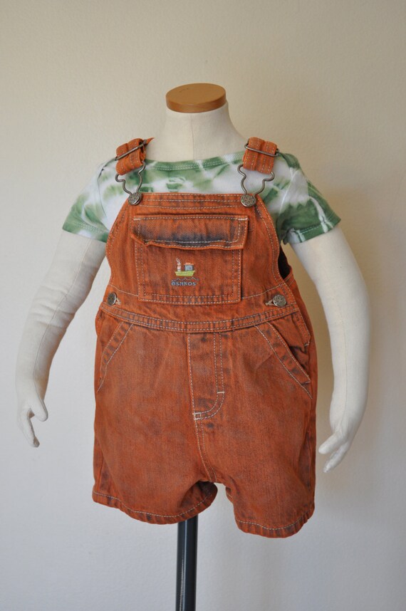 Items similar to Orange Kid 36 Mo. Bib OVERALLS Hand Dyed Orange