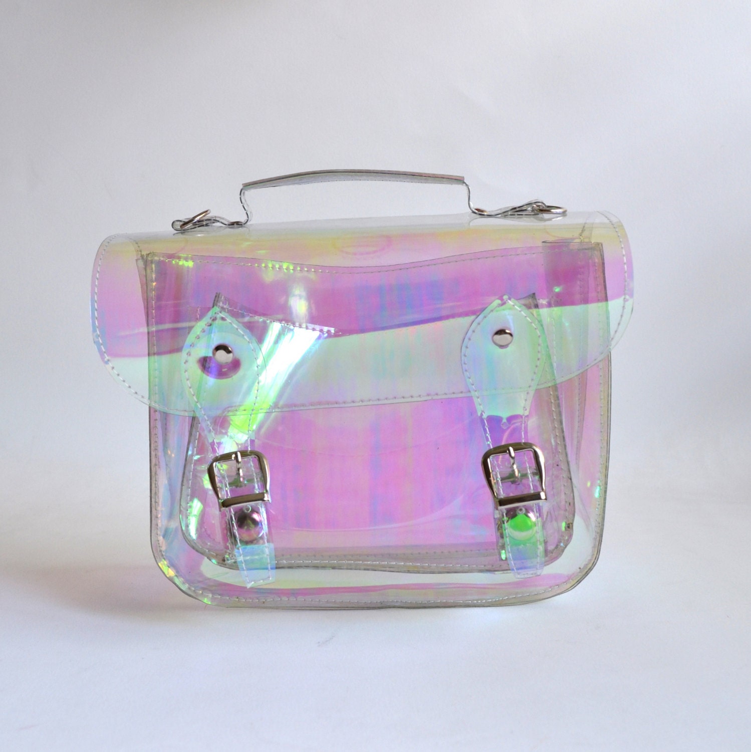 Small Bag number 3 Clear Holographic plastic satchel shoulder