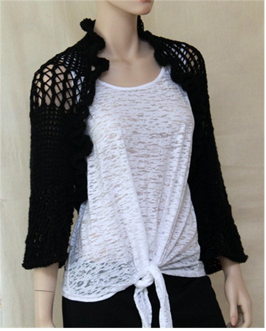 Knit Womens Shrug Black Shrug Bolero Womens by endlesscreation