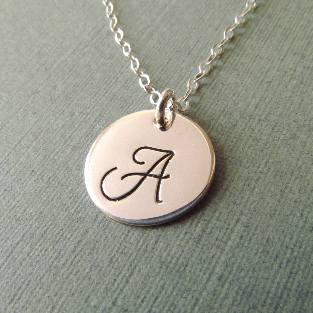 Sterling Silver Initial Disc Necklace Hand Stamped Initial