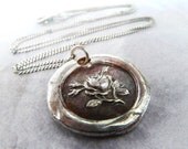 Tudor Rose Wax Seal Necklace. Wax Seal Jewelry in Recycled Fine Silver. Love Symbol
