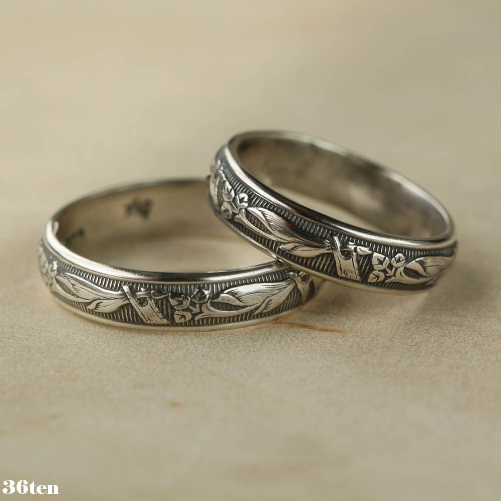 Wedding Ring Art Deco Wedding Band Sterling by MockingbirdandMesa