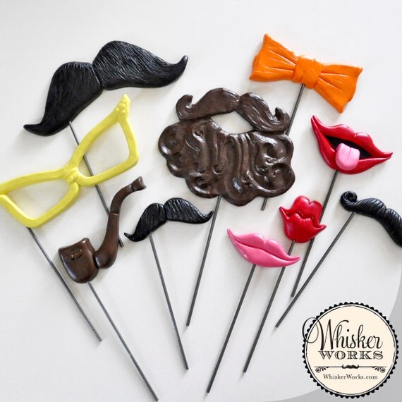 The Photo Booth Prop Masquerade - Set of 10 Il_570xn