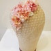 Handmade flowers headband with birdcage veil overlay- style 120