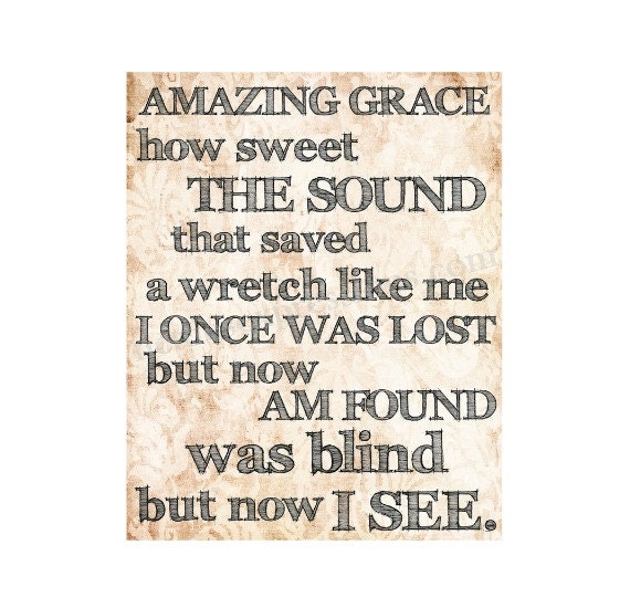 Amazing Grace how Sweet the Sound 810 by Nettiesexpress on Etsy