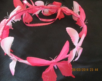 Pink Butterfly Hair Wreath - Butterfly Crown - Butterfly Hair Wreath - Hair Crown