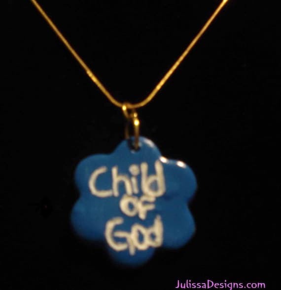 Child of God pendant necklace in blue with by JulissaDesignsLLC