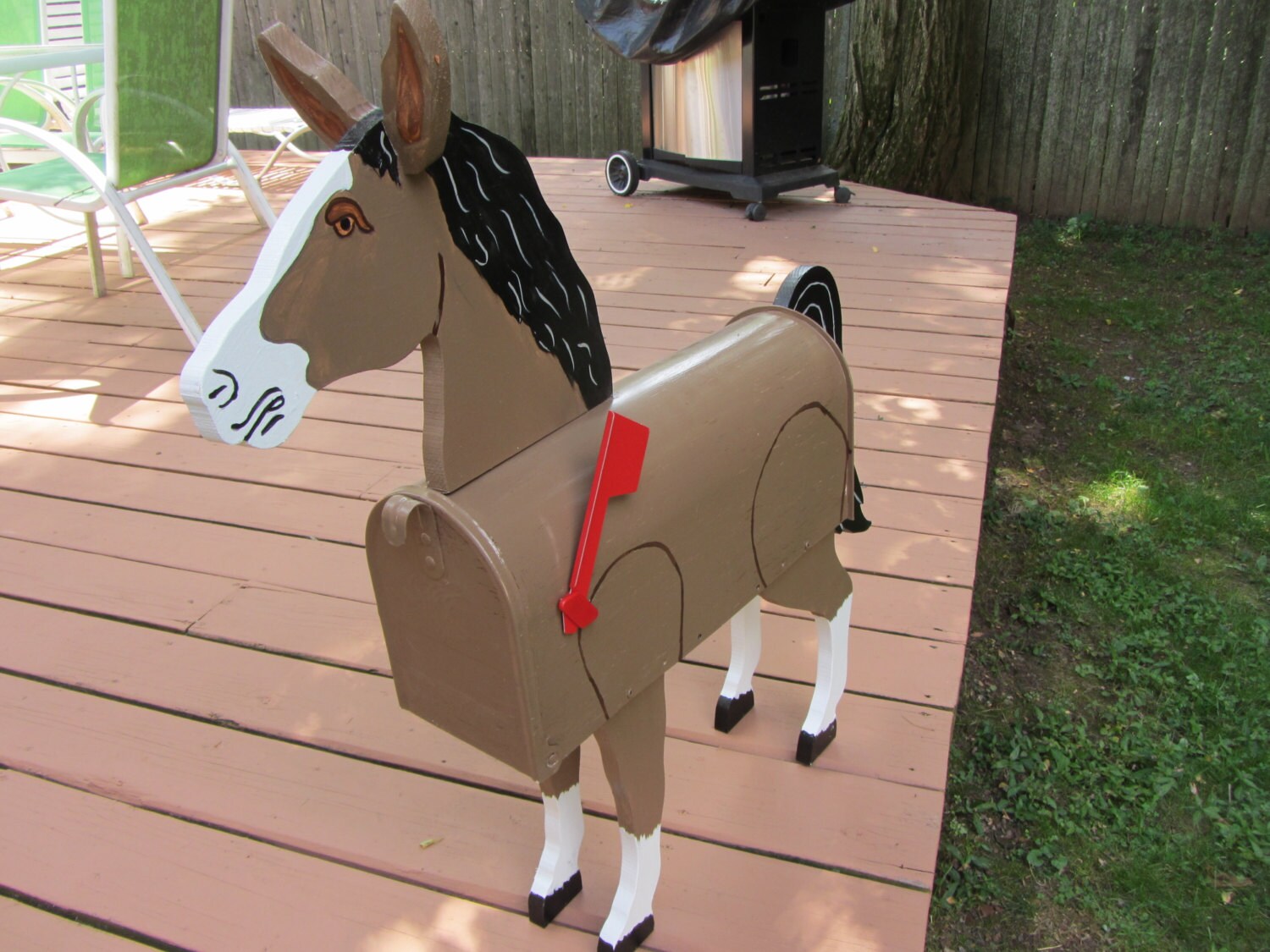 Large Handmade Custom Wooden Functional Horse Mailbox