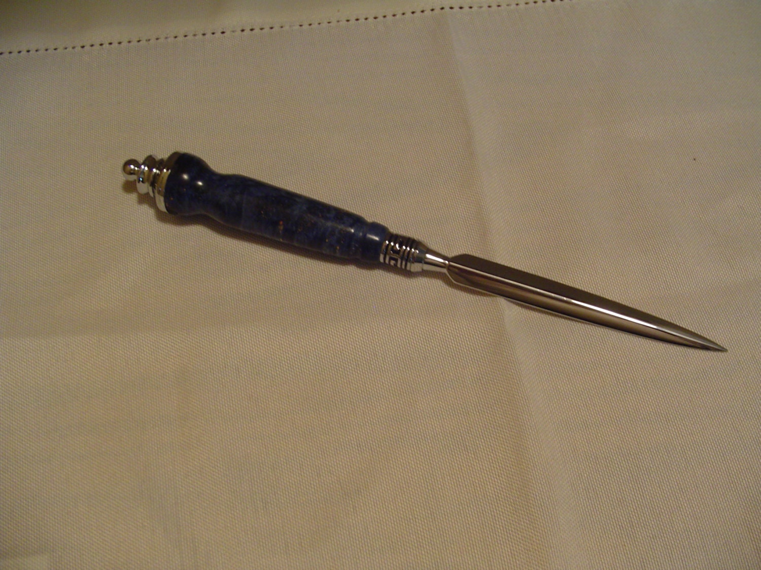 Letter Opener Fancy With Blue Box Elder Wood Handle and