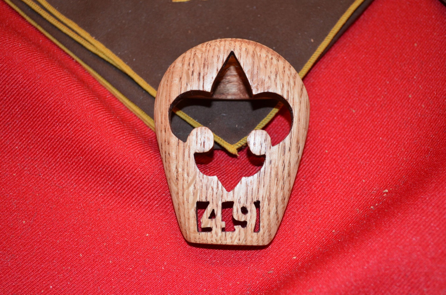 Custom made Boy Scout Neckerchief Slide with Unit Number Solid