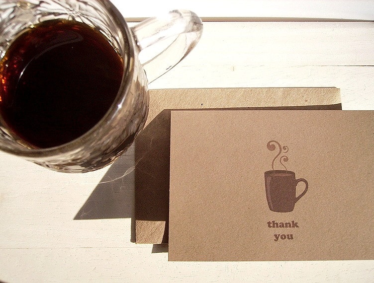 Kraft Coffee Thank You Cards Coffee Mugs Kraft Card Set