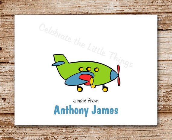 Set of 8 Airplane Note Cards, Notecards | Personalized Stationery | Thank You | Plane, Aviator Il_570xn