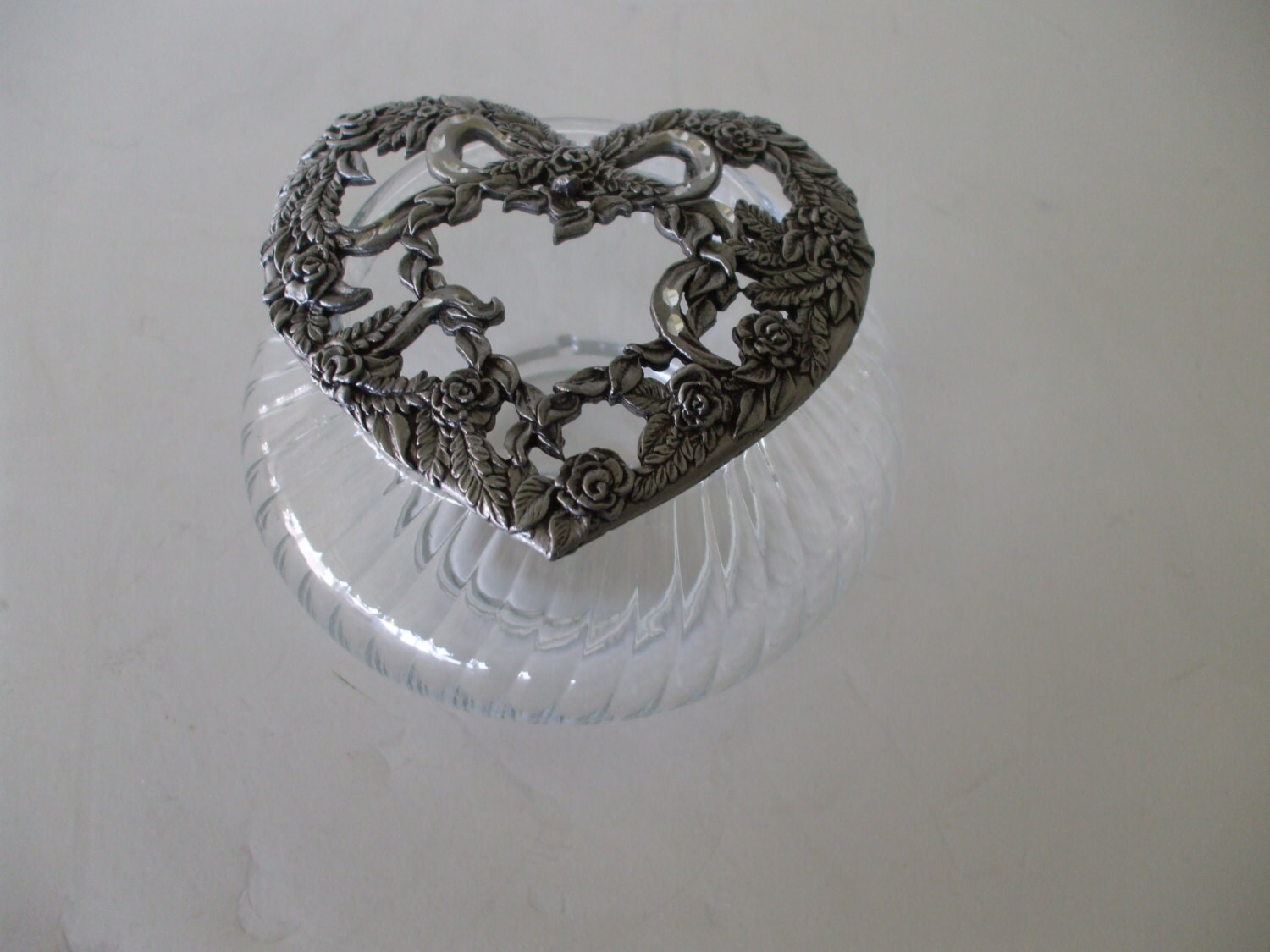 Pewter Heart Potpourri Holder by Rawcliffe Vintage Jewelry