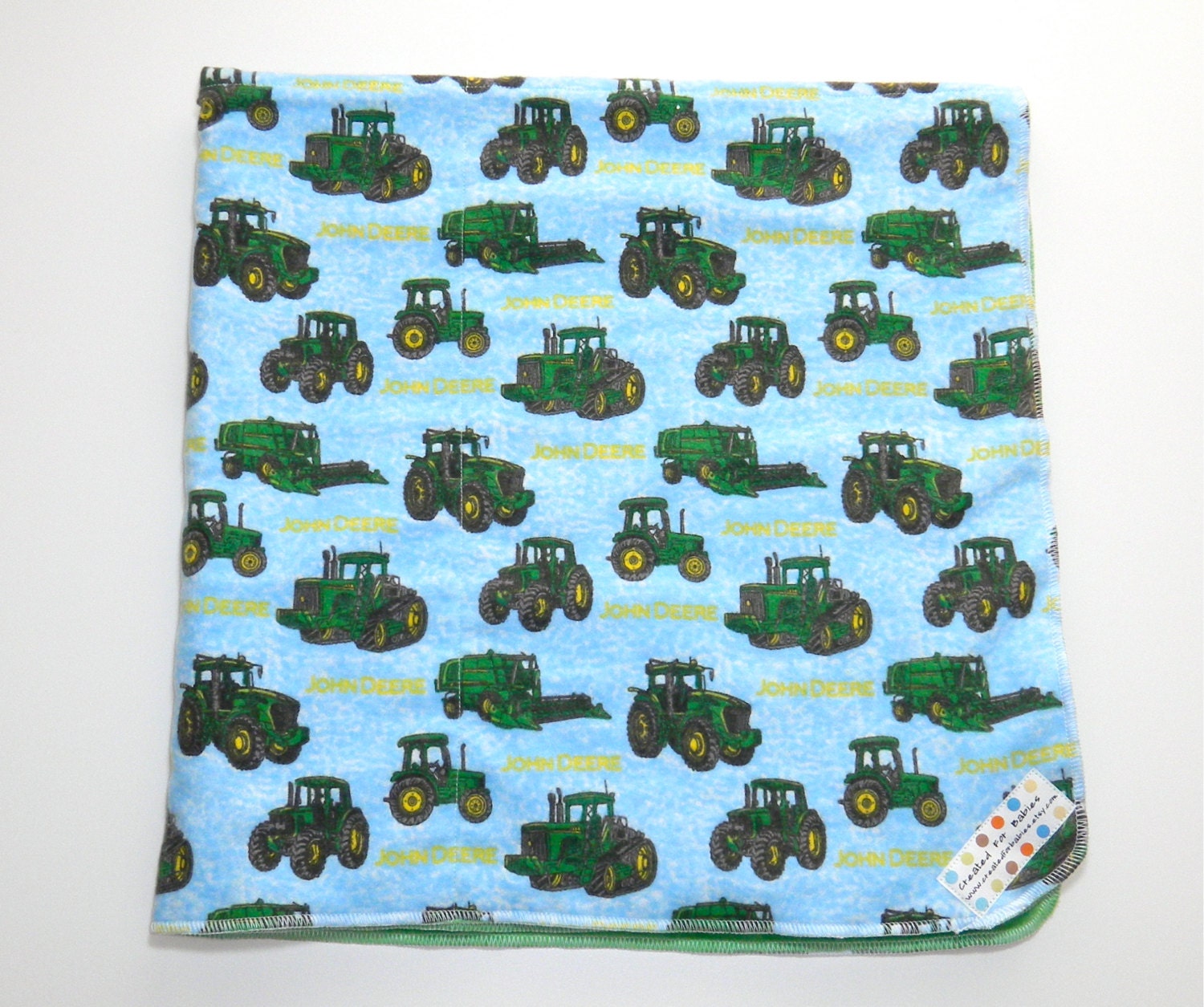 John Deere baby boy soft tractor blanket flannel and minky