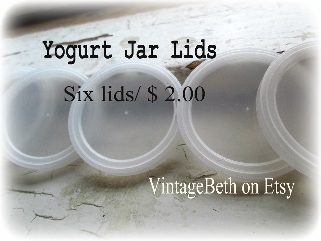 Yogurt Jar Lids-Six Small Plastic Lids for Glass Yogurt