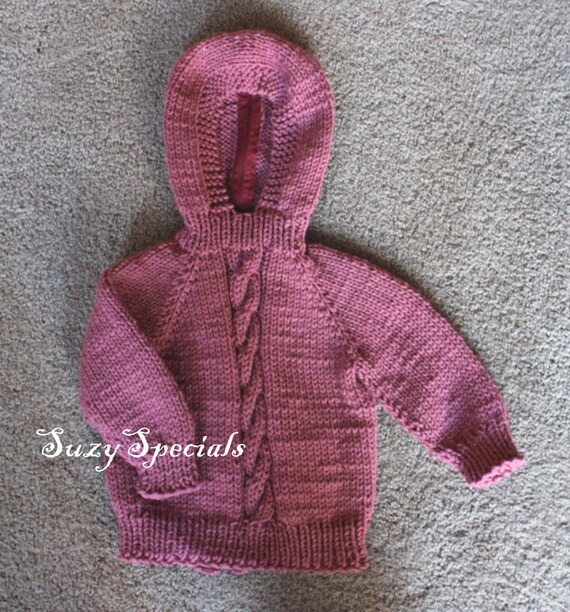 Hooded Knitted Baby Sweater in with back zipper by SuzySpecials