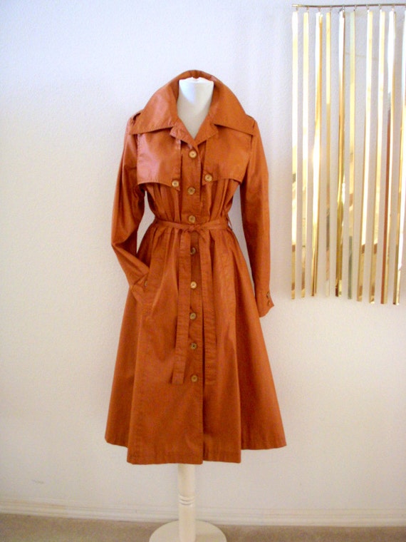 Vintage 70s Spy Girl Trench Coat Princess Rust by OmAgainVintage