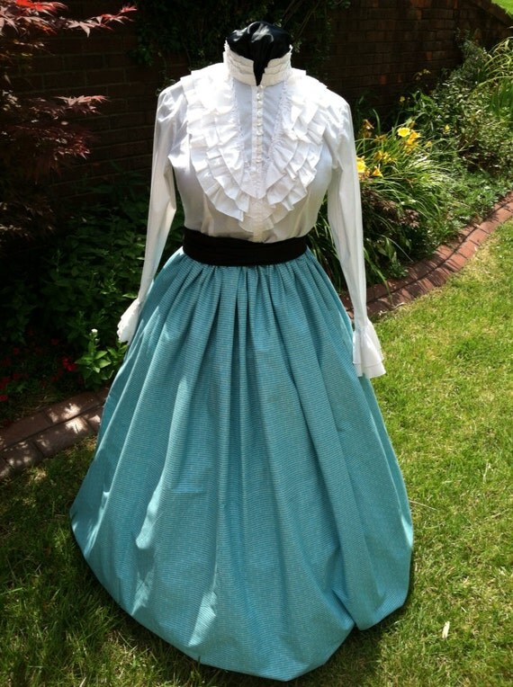 Civil War Skirt,Victorian,Renaissance,Dicken's costume Long Teal