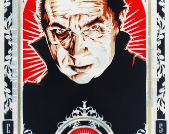 Stenciled Bela Lugosi as Dracula Print