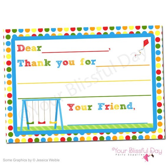 PRINTABLE Party in the Park Fill-in-the-Blank Thank You Cards Il_570xn
