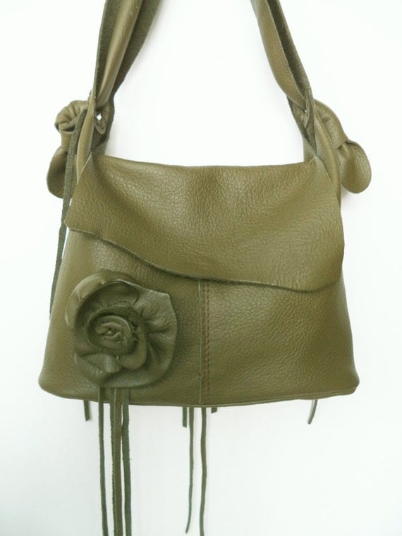 Olive Green Leather Handbag