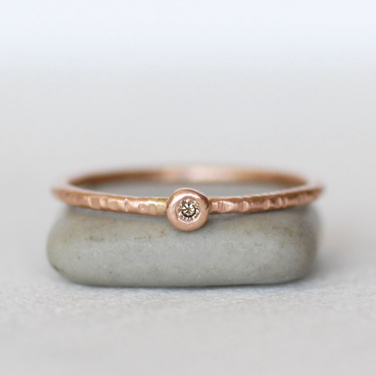 Skinny Mini Rose Gold Diamond Ring Tiny Diamond Ring Thin