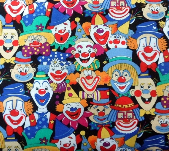 Clown Fabric Bright Cotton Blank Quilting by Quiltwear on Etsy