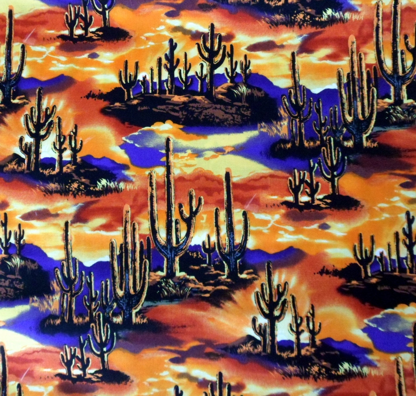 Southwest Fabric Sunset Fabric Desert Cactus Fabric by Quiltwear