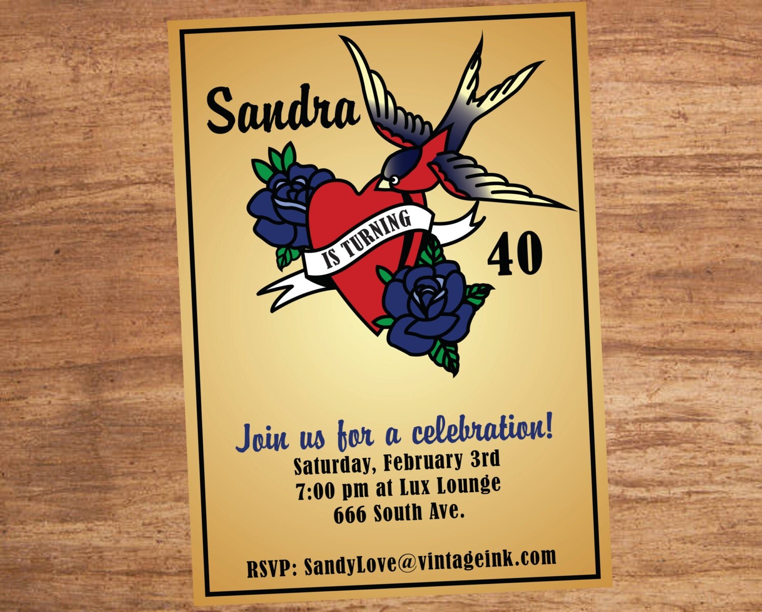 Vintage Tattoo Party Invitation